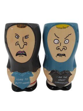Zak Designs Beavis Butthead Cornholio Ceramic Coffee Mugs Cups Set of 2 NEW